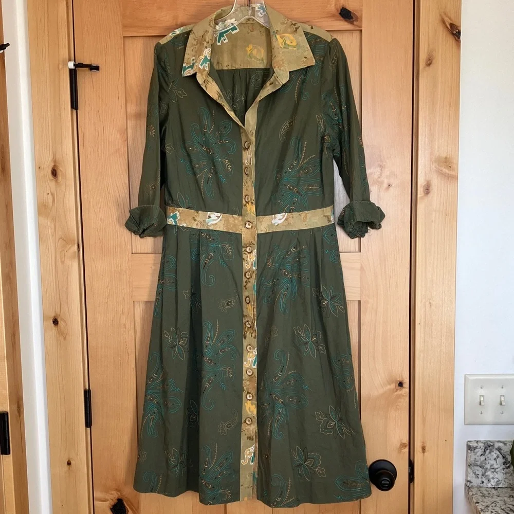 Green and Yellow Midi Dress - Picture 1 of 11